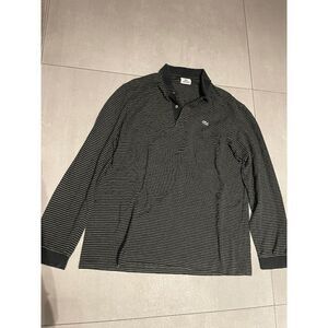 Men's Lacoste Long sleeved polo shirt black white stripes
